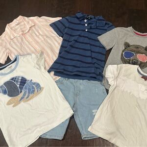 Boys back to school lot tops & shorts 5/6 Gymboree 7 for All Mankind Kidpik GAP
